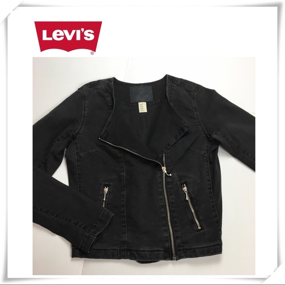 black zip denim jacket